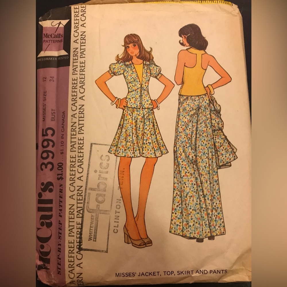 Size 12 McCalls Vintage (used) Pattern 3995